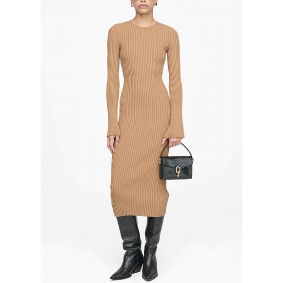 NEW ANINE BING sia dress in brown